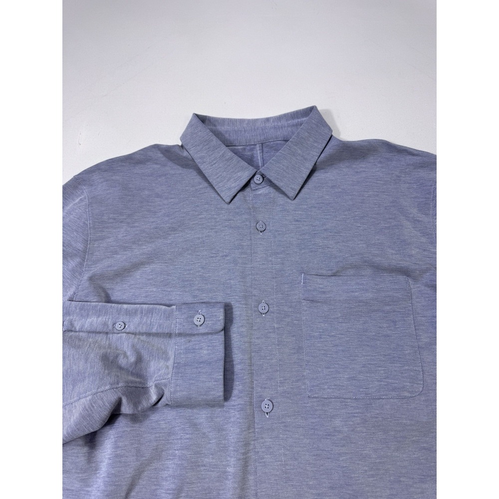 Lululemon Commission Shirt Mens XL Blue Button Down Pocket Live In Practice